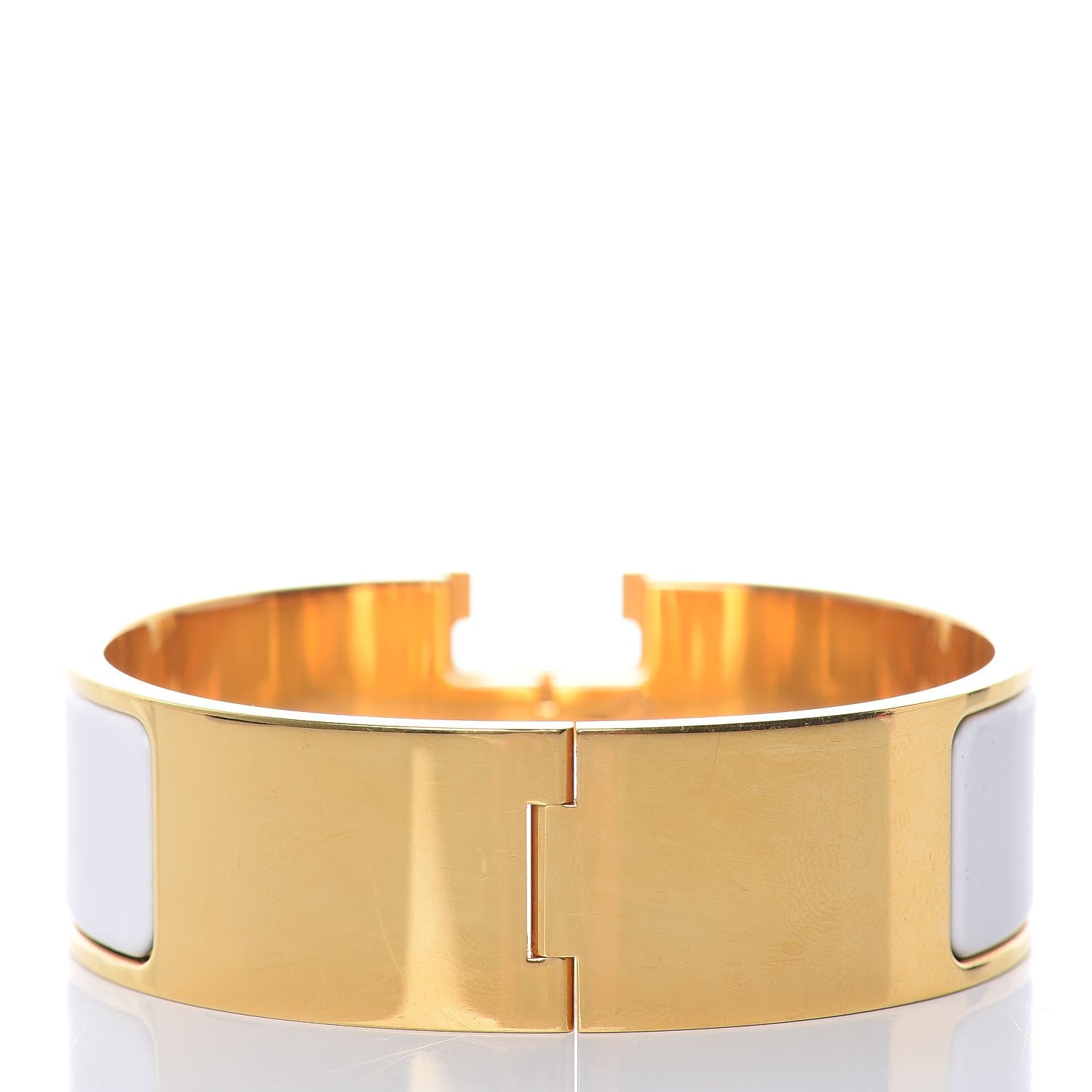 Hermes Enamel Wide Clic Clac H Bracelet GM White 3 of 6