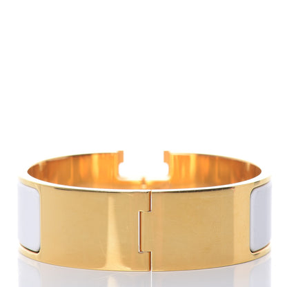 Hermes Enamel Wide Clic Clac H Bracelet GM White 3 of 6