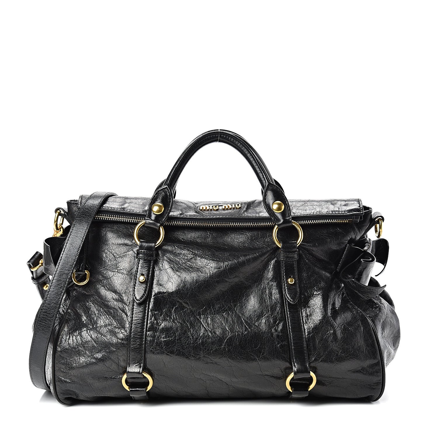 Vitello Lux Bow Tote Black