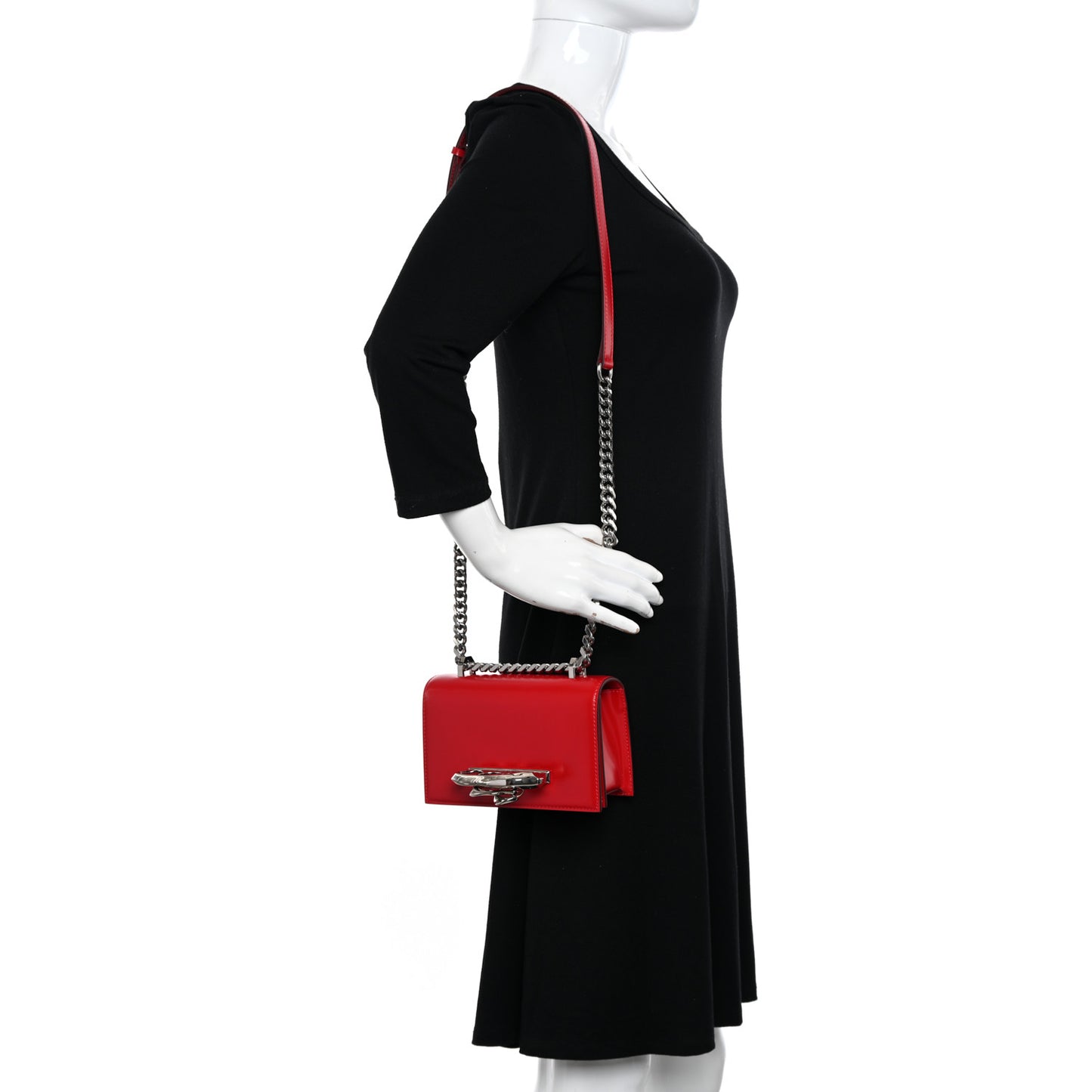 Calfskin Sculptural Knuckle Crossbody Red