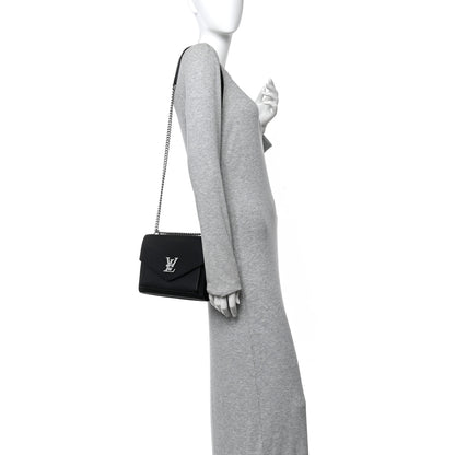 Louis Vuitton Soft Calfskin Mylockme Chain Bag BB Black 2 of 10