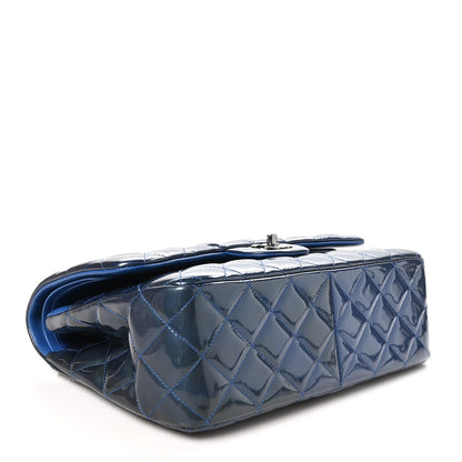 Chanel Patent Calfskin Quilted Jumbo Double Flap Blue 4 of 10