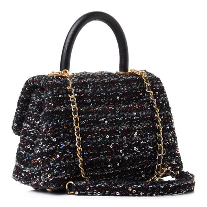 Chanel Tweed Sequin Mini Coco Handle Flap Black 2 of 9