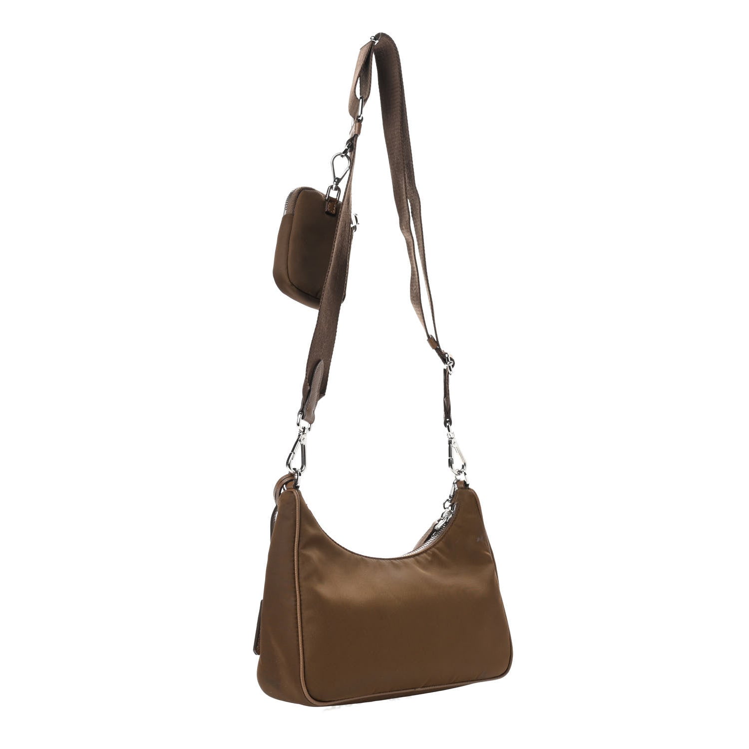 Prada Tessuto Nylon Saffiano Re-Edition 2005 Shoulder Bag Cacao 3 of 11