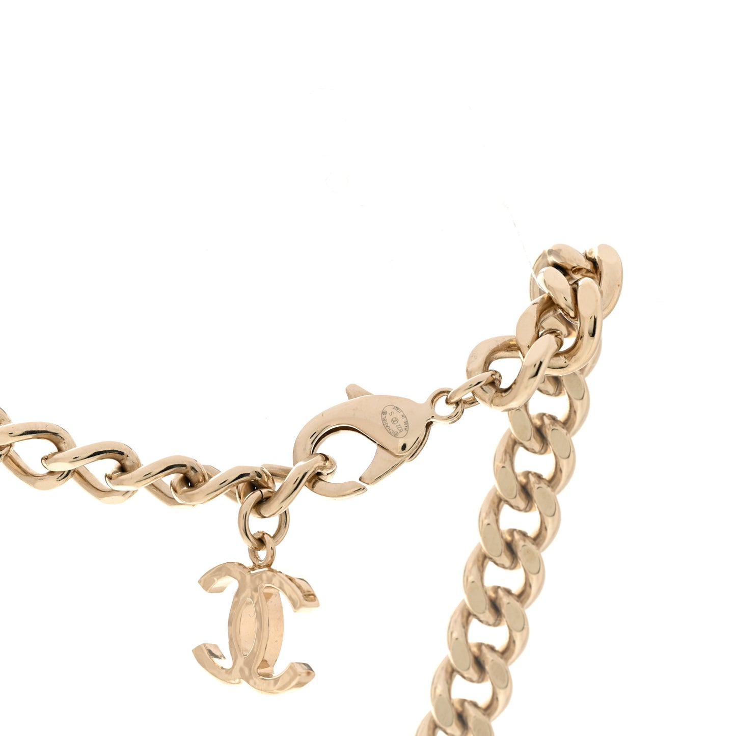 Metal Enamel Chain CC Choker Gold White