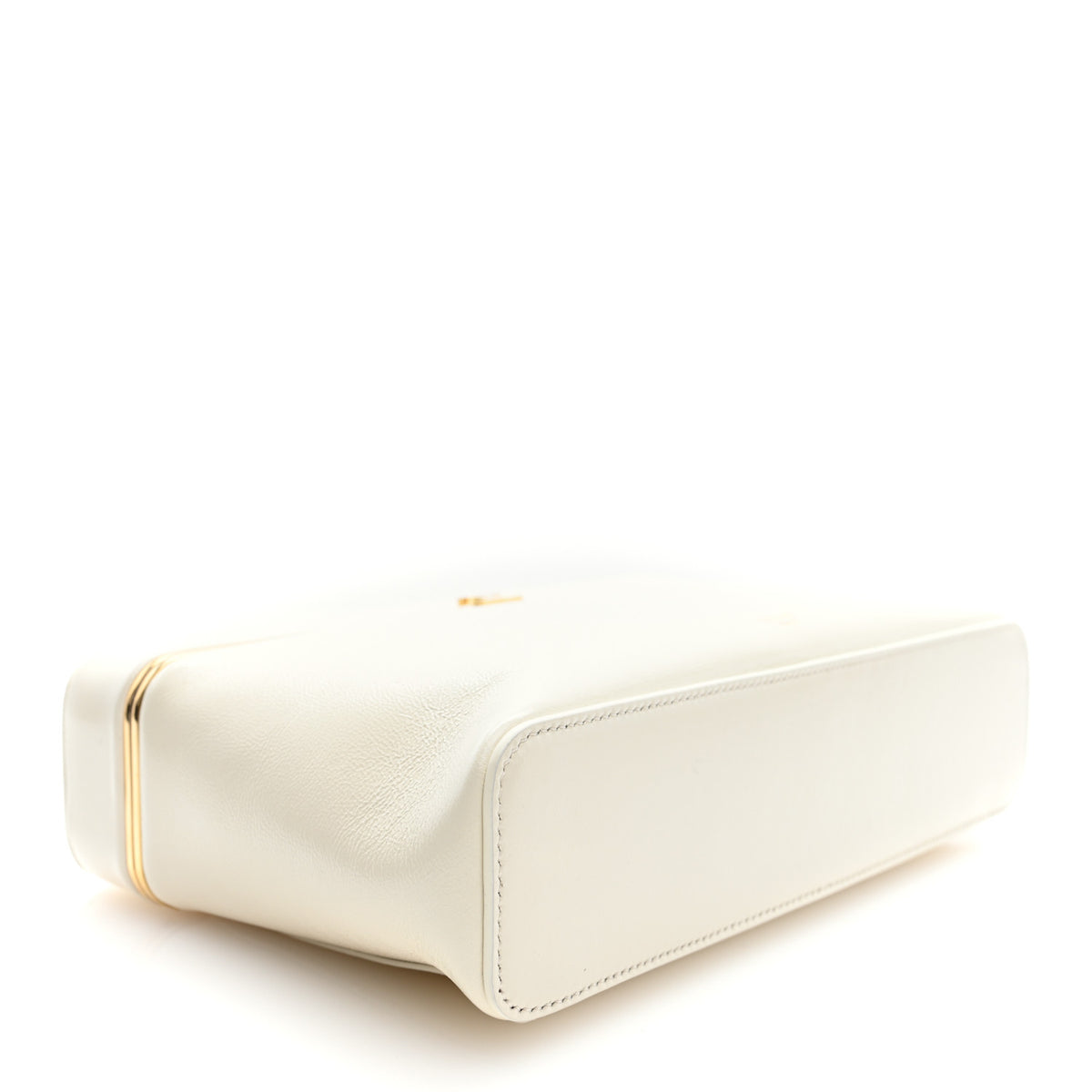 Glossy Lambskin Vanity Frame Rectangle Bag  Creamy White