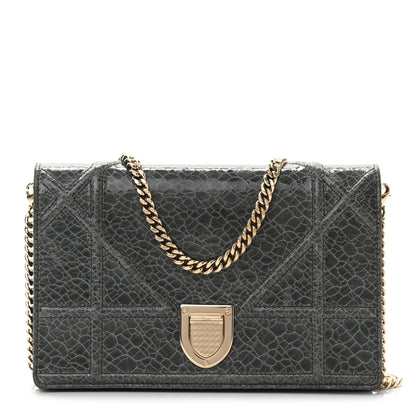 Christian Dior Ceramic Effect Deerskin Bag Wallet on Chain Dark Grey 1 of 9