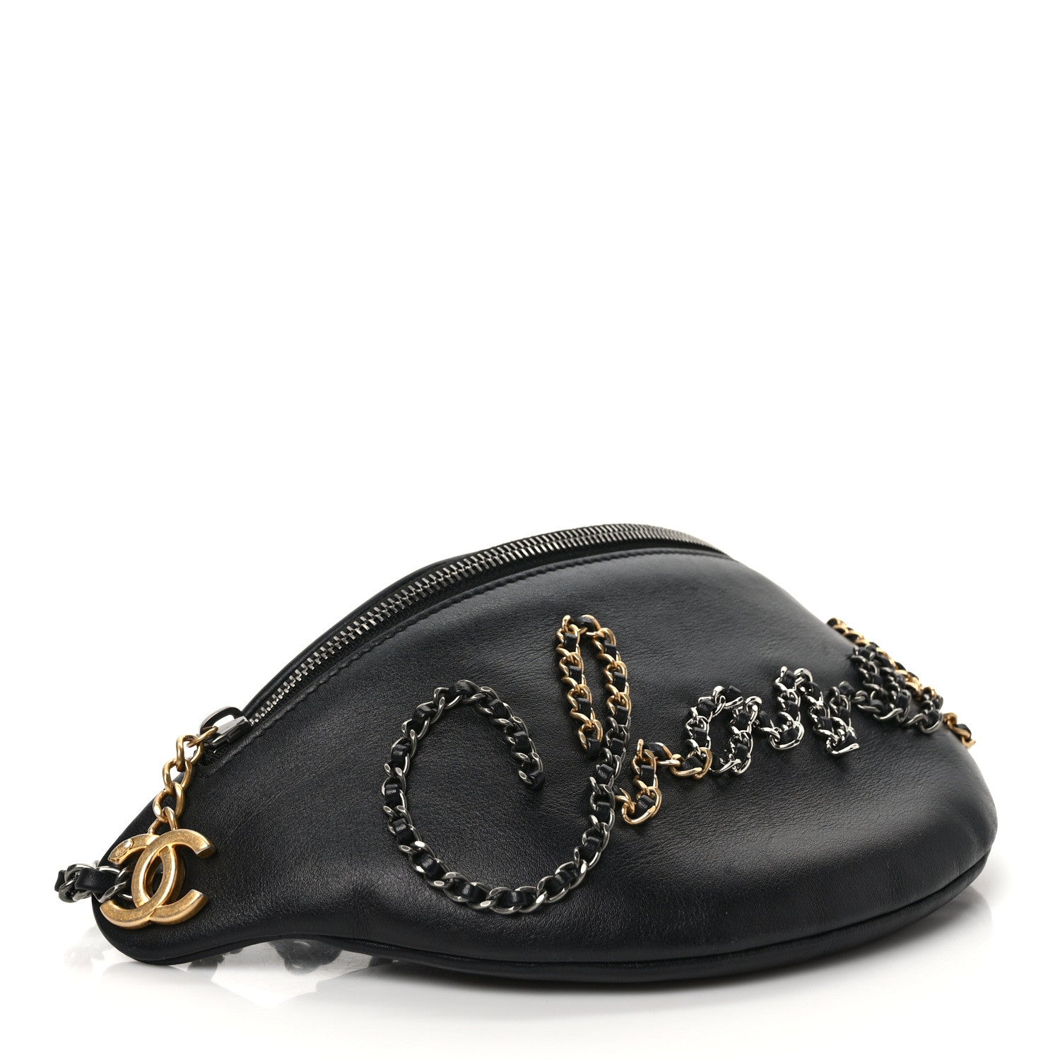 Chanel Calfskin Chain 20s Signe Waist Bag Black 4 of 11