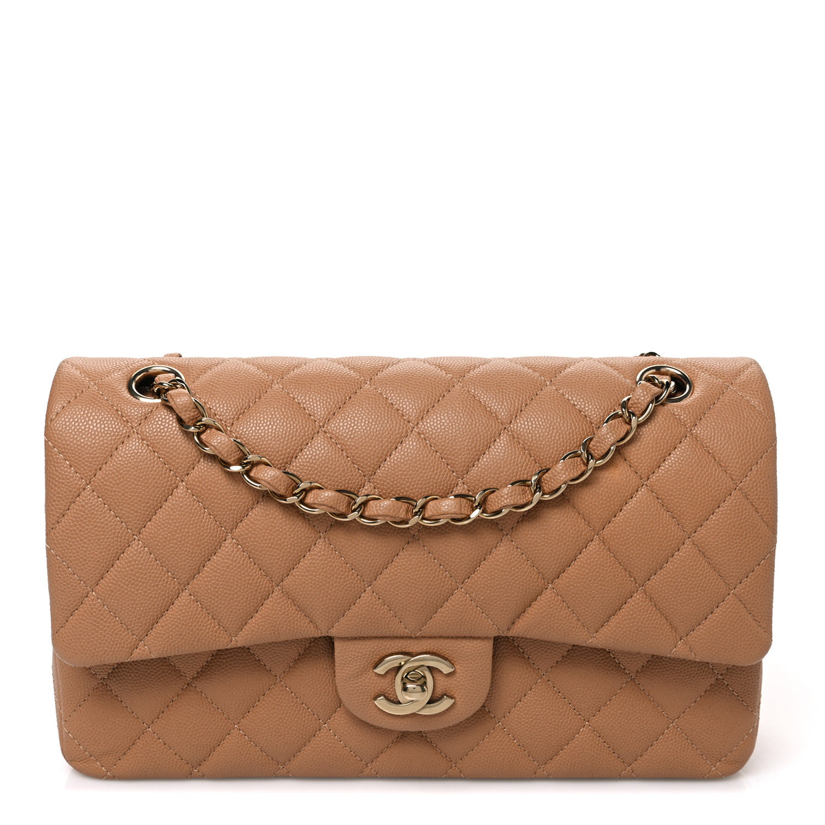 Chanel Caviar Quilted Medium Double Flap Light Brown 1 of 11