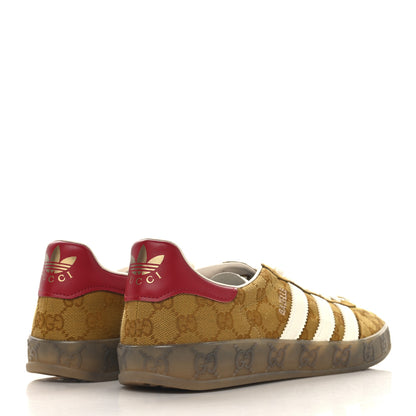 Gucci X ADIDAS Vintage GG Monogram Mens Gazelle Sneakers 11 Mid Natural Nut Off White 5 of 9