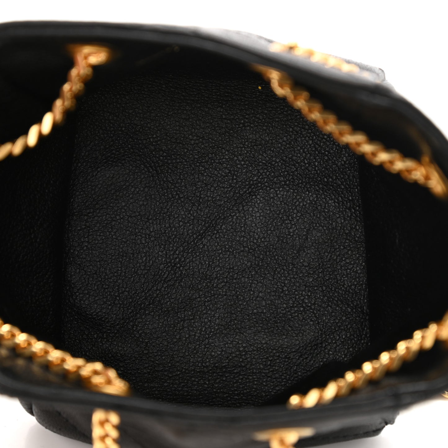 Lambskin Quilted Baby Bucket Bag Black