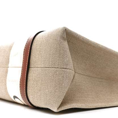 Chloe Linen Calfskin Medium Woody Ribbon Tote White Brown 9 of 10