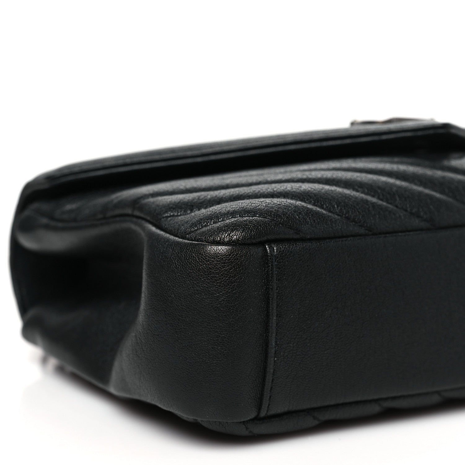 Saint Laurent Sheepskin Matelasse Chevron Monogram Medium College Bag Black 8 of 9