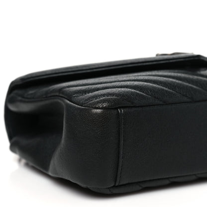 Saint Laurent Sheepskin Matelasse Chevron Monogram Medium College Bag Black 8 of 9