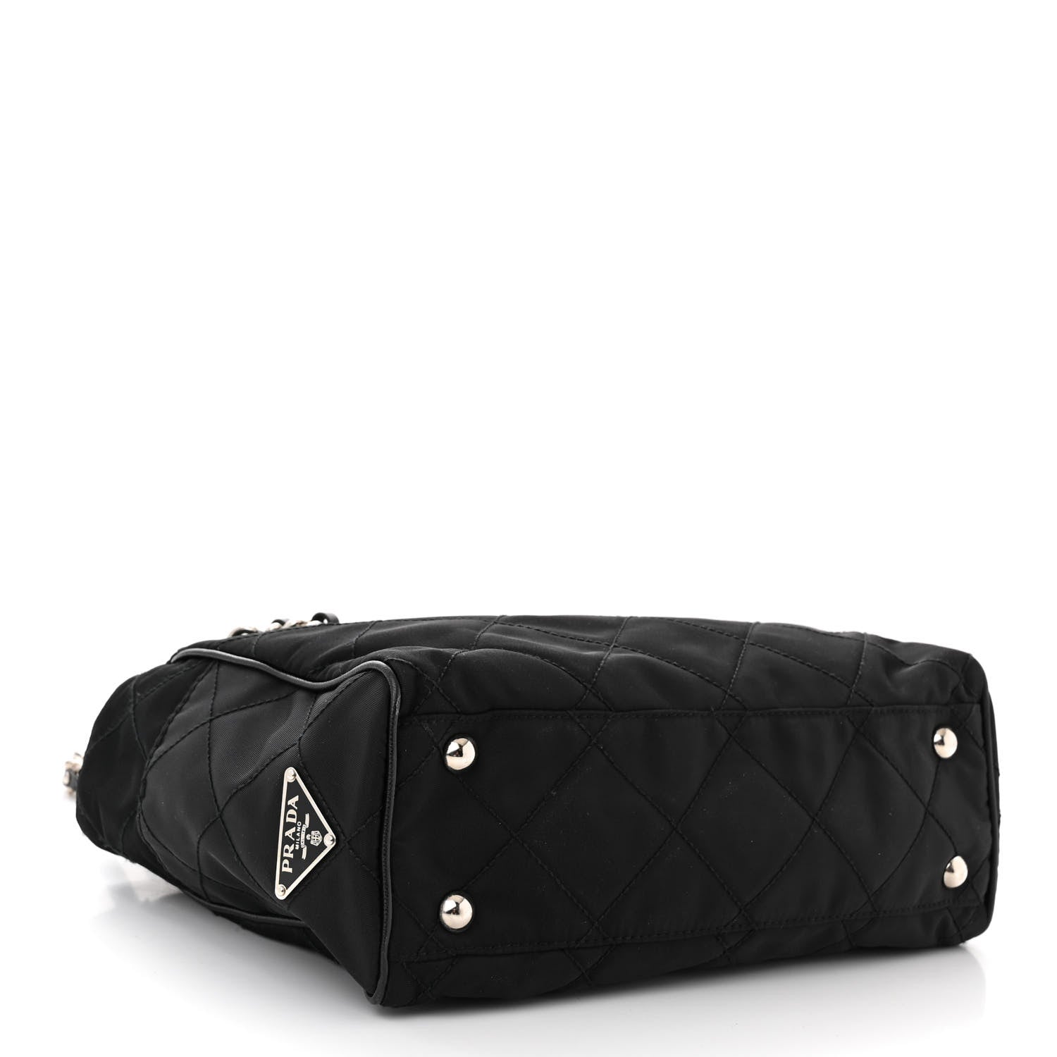 Prada Nylon Tessuto Quilted Chain Shoulder Bag Black 4 of 11