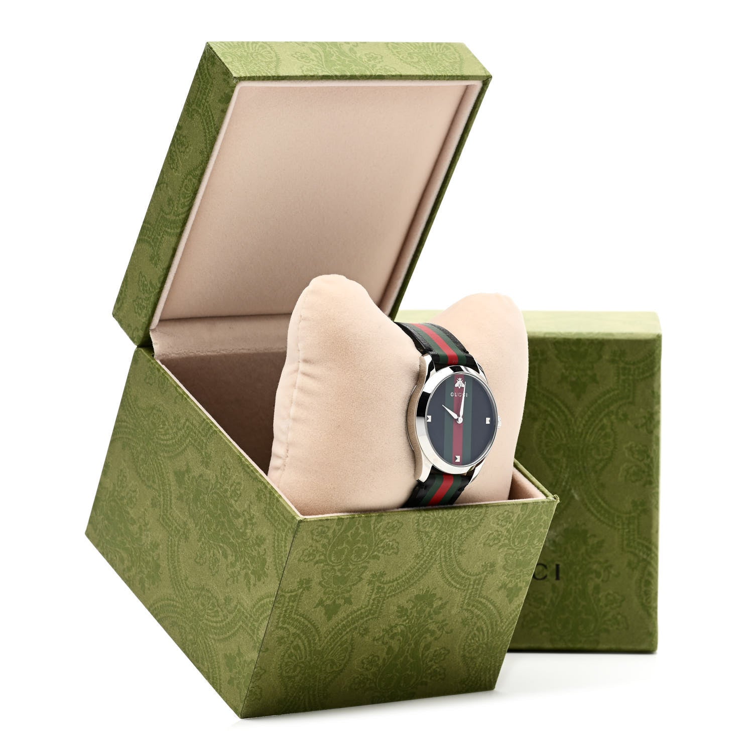 Gucci Stainless Steel Calfskin 38mm G-Timeless Stripe Web Quartz Watch Black 8 of 8