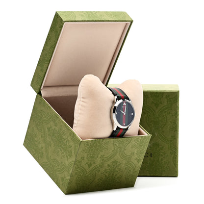 Gucci Stainless Steel Calfskin 38mm G-Timeless Stripe Web Quartz Watch Black 8 of 8