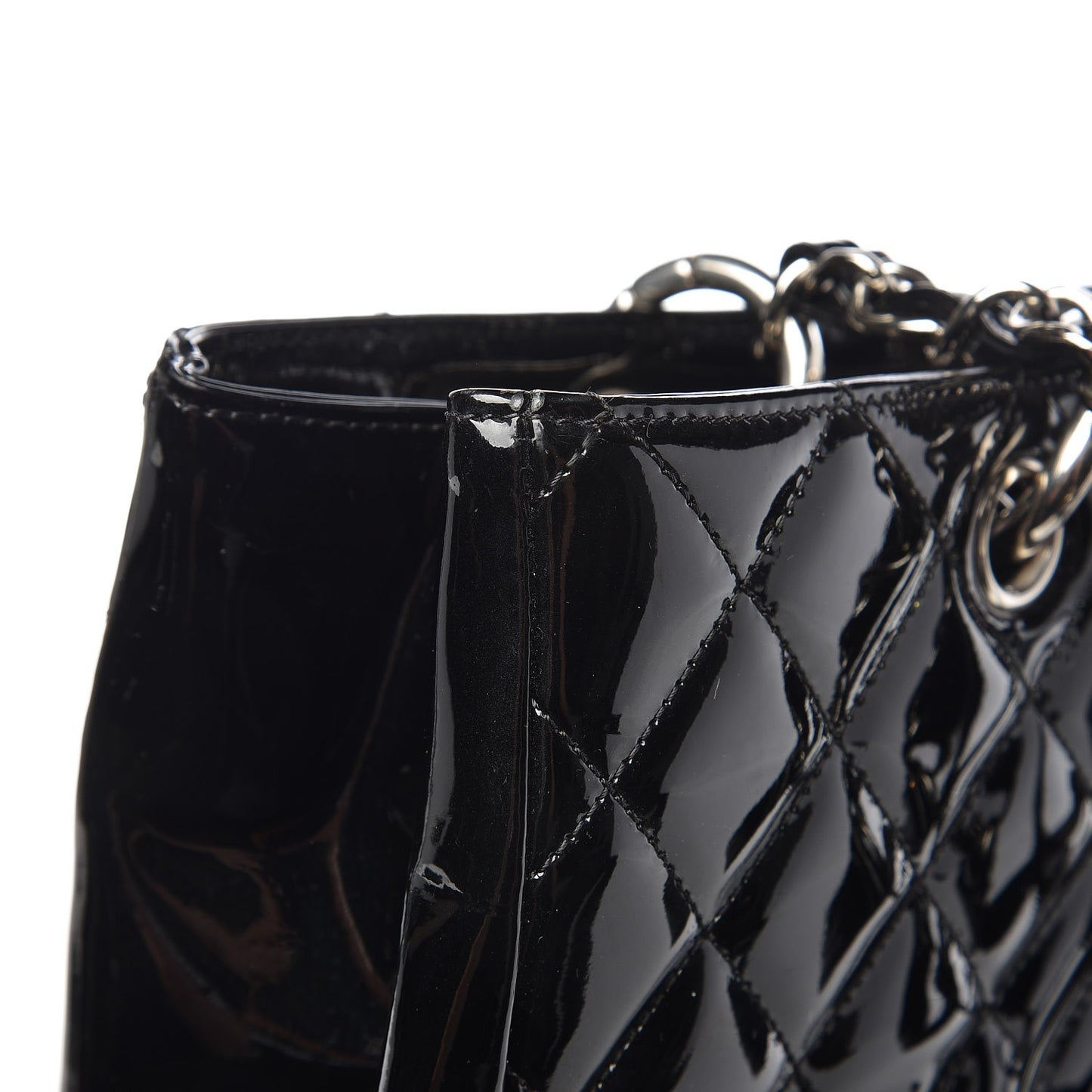 Patent Quilted Grand Shopping Tote GST Black
