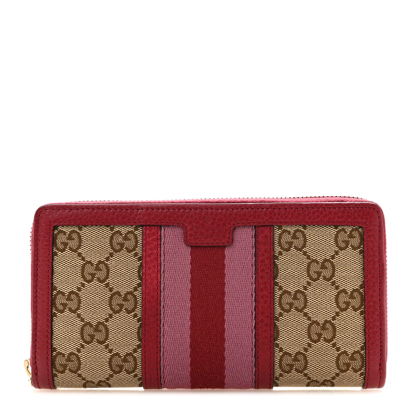 Monogram Cellarius Calfskin Vintage Web Rania Zip Around Wallet Beige Ebony Soft Burgundy Peonia Flower Box Pink