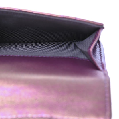 Chanel Iridescent Lambskin Quilted Double Flap Wallet Purple 10 of 15