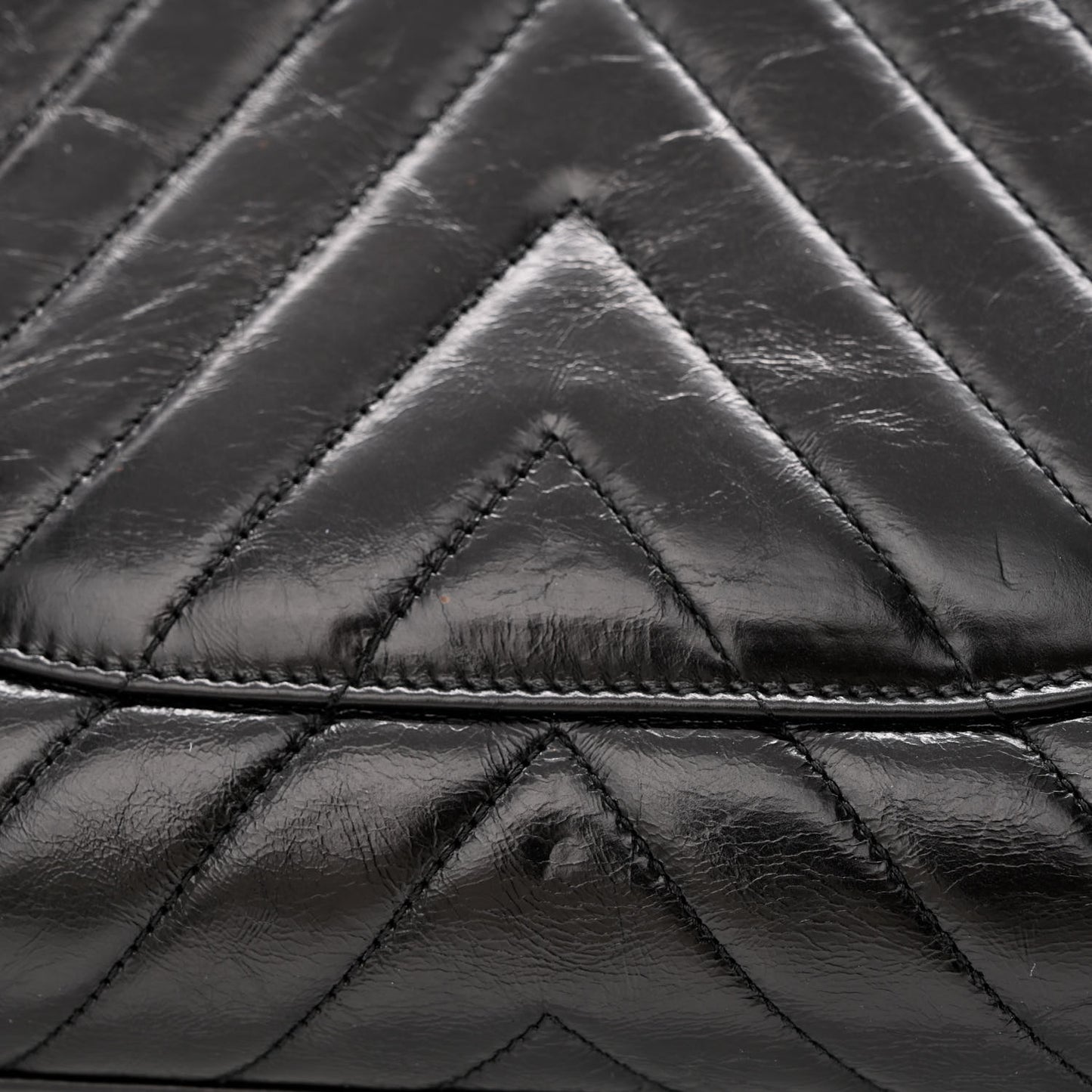 Calfskin Lizard Chevron Quilted Medium Coco Handle Flap Black