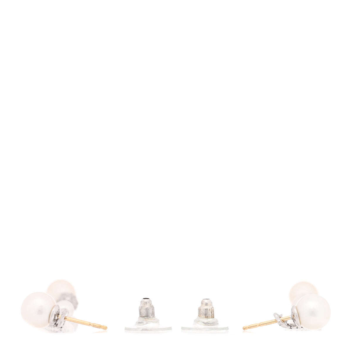 Sterling Silver Diamond Cultured Pearl Two Row Pave Drop Earrings