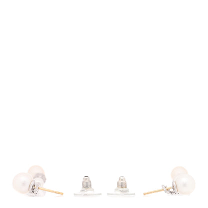 David Yurman Sterling Silver Diamond Cultured Pearl Two Row Pave Drop Earrings 3 of 5