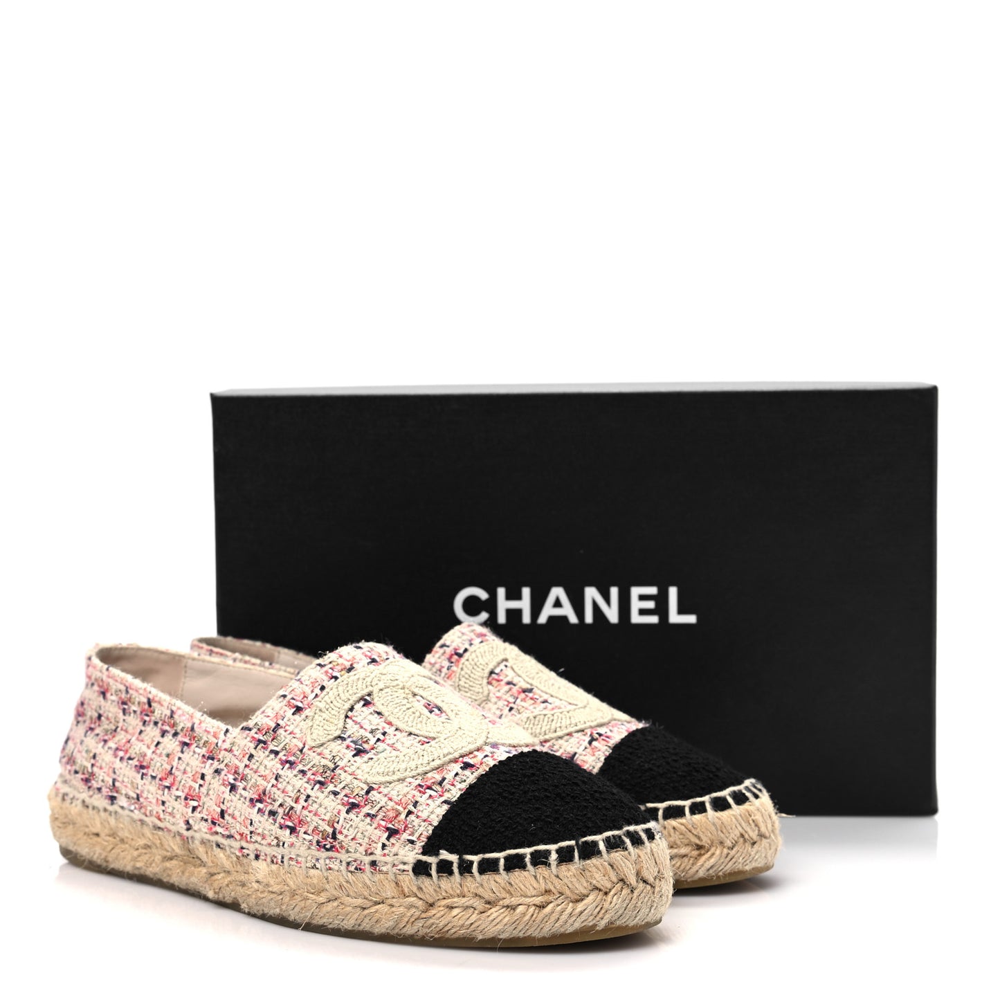 Tweed CC Espadrilles 38 Pink Black