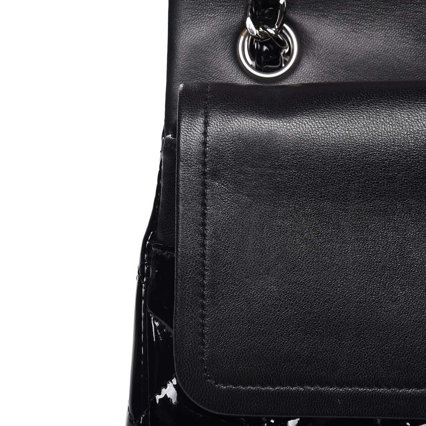 Patent Quilted Jumbo Double Flap Black