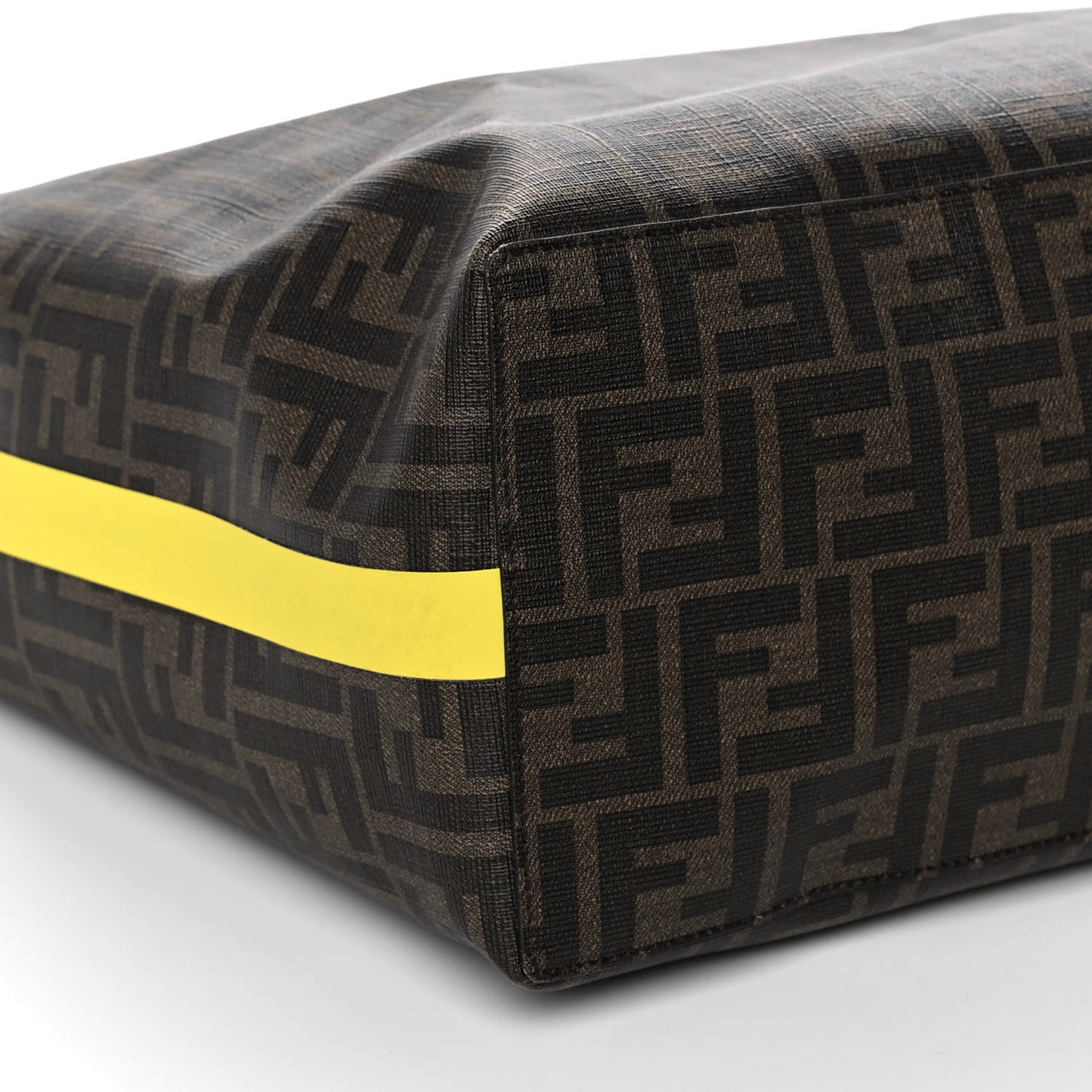 Glazed Fabric Vitello Century FF 1974 Roma Amor Tote Tobacco Moro Black Limone