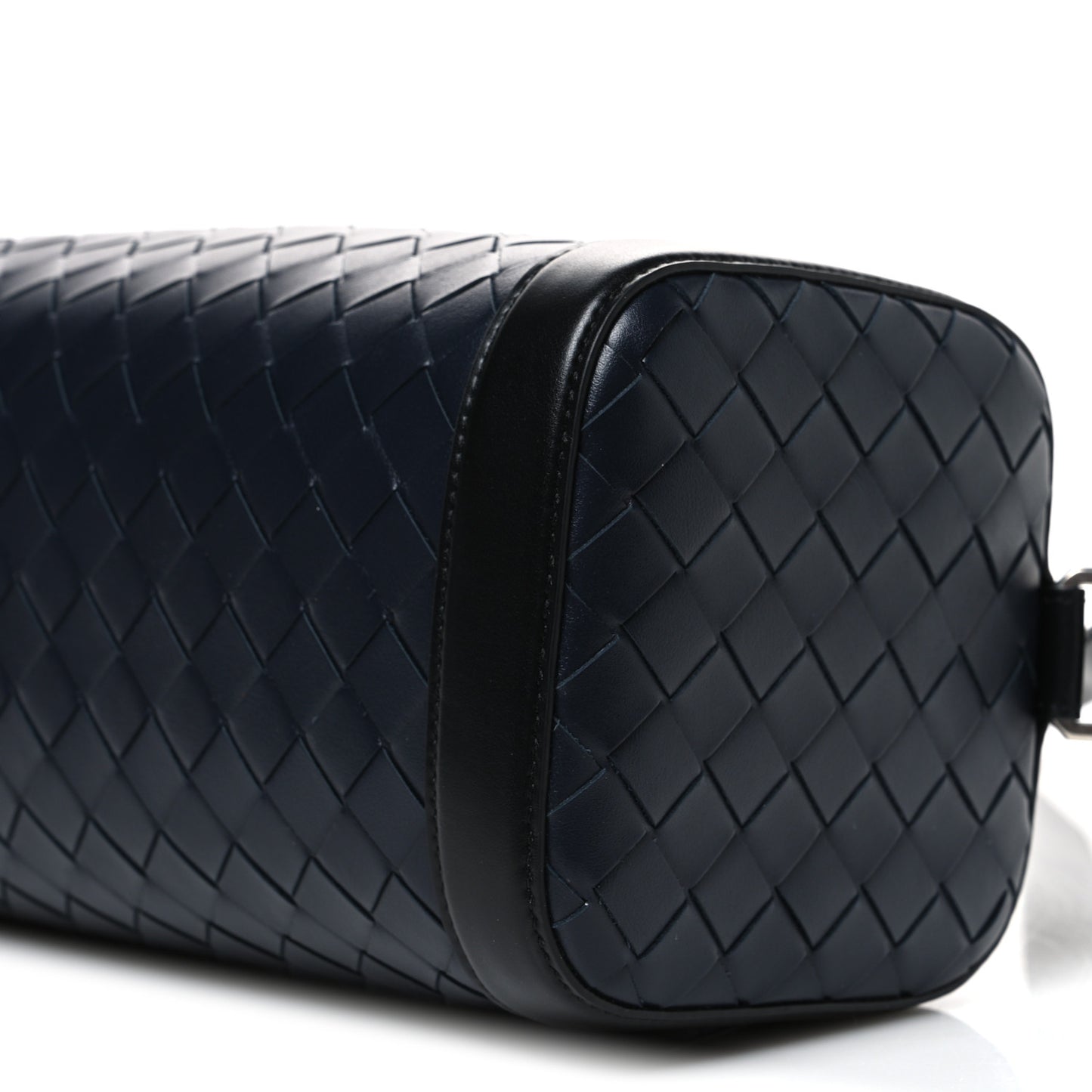 Lambskin Intrecciato Brick Messenger Bag Navy Black