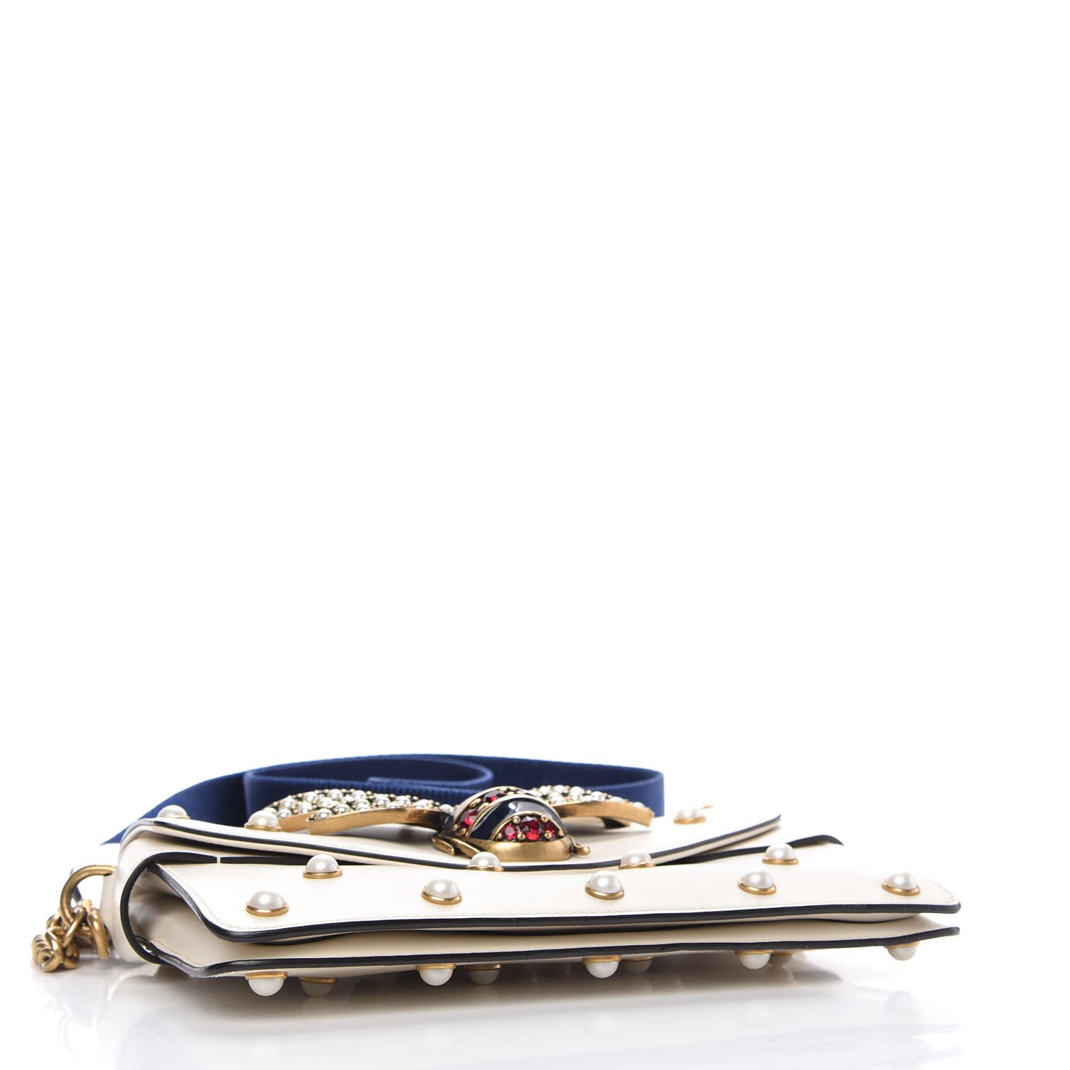 Gucci Nappa Pearl Studded Mini Queen Margaret Broadway Shoulder Bag Mystic White 4 of 10