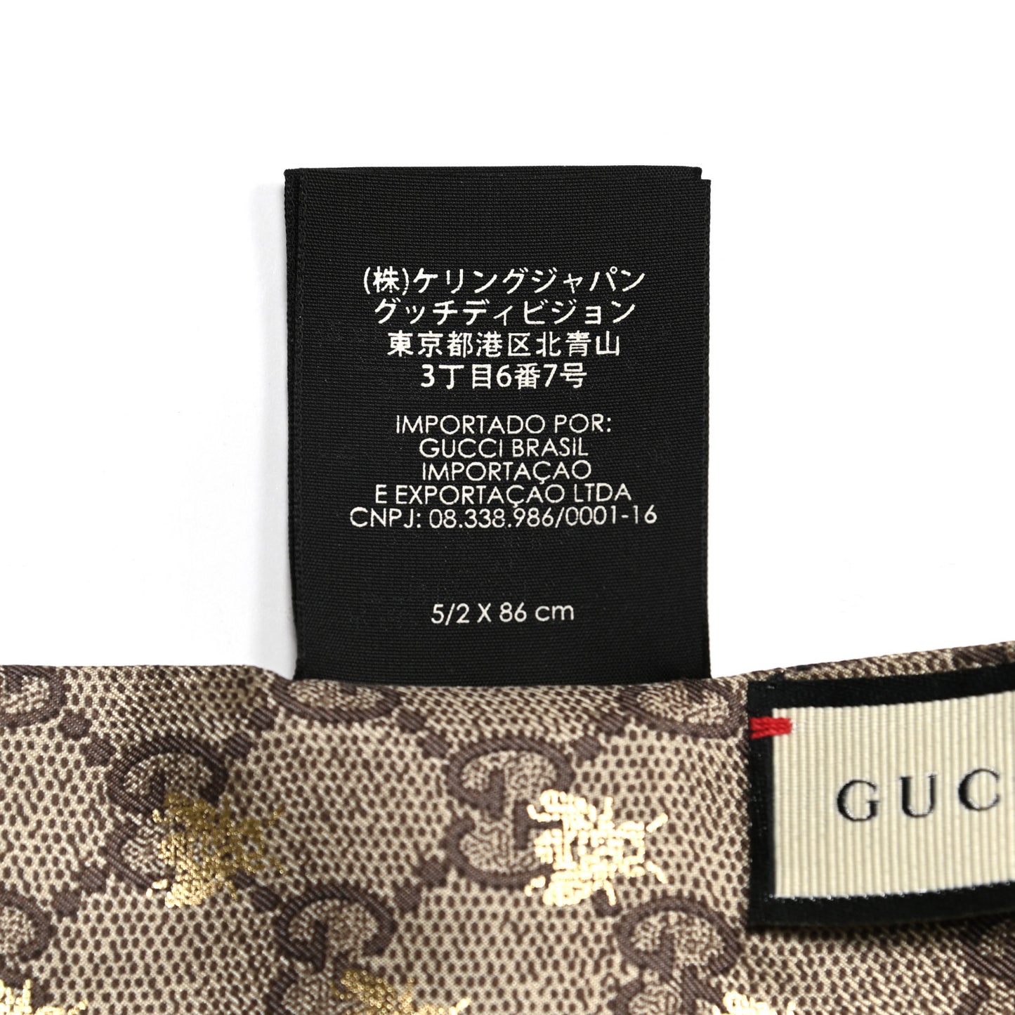 Silk Twill GG Monogram GG Bee Neck Bow Scarf Black Red