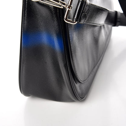 Christian Dior Grained Calfskin Stripe Dune Flap Black Blue 11 of 11