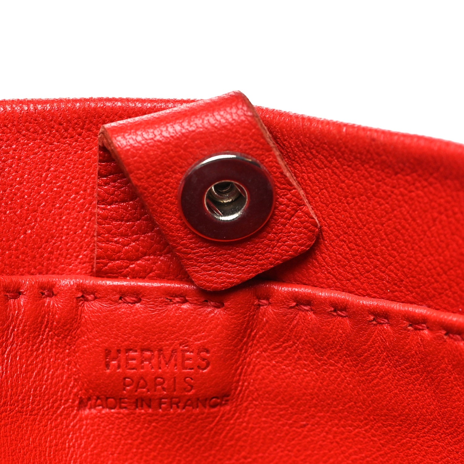 Hermes Lambskin Clou De Selle Pouch Rouge 6 of 11
