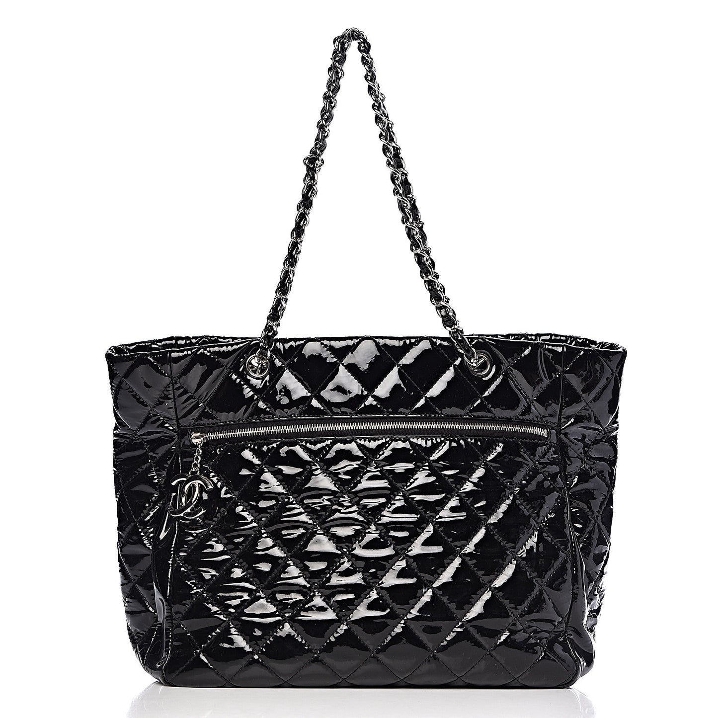 Patent Quilted Large Chic and Glitter Tote Black