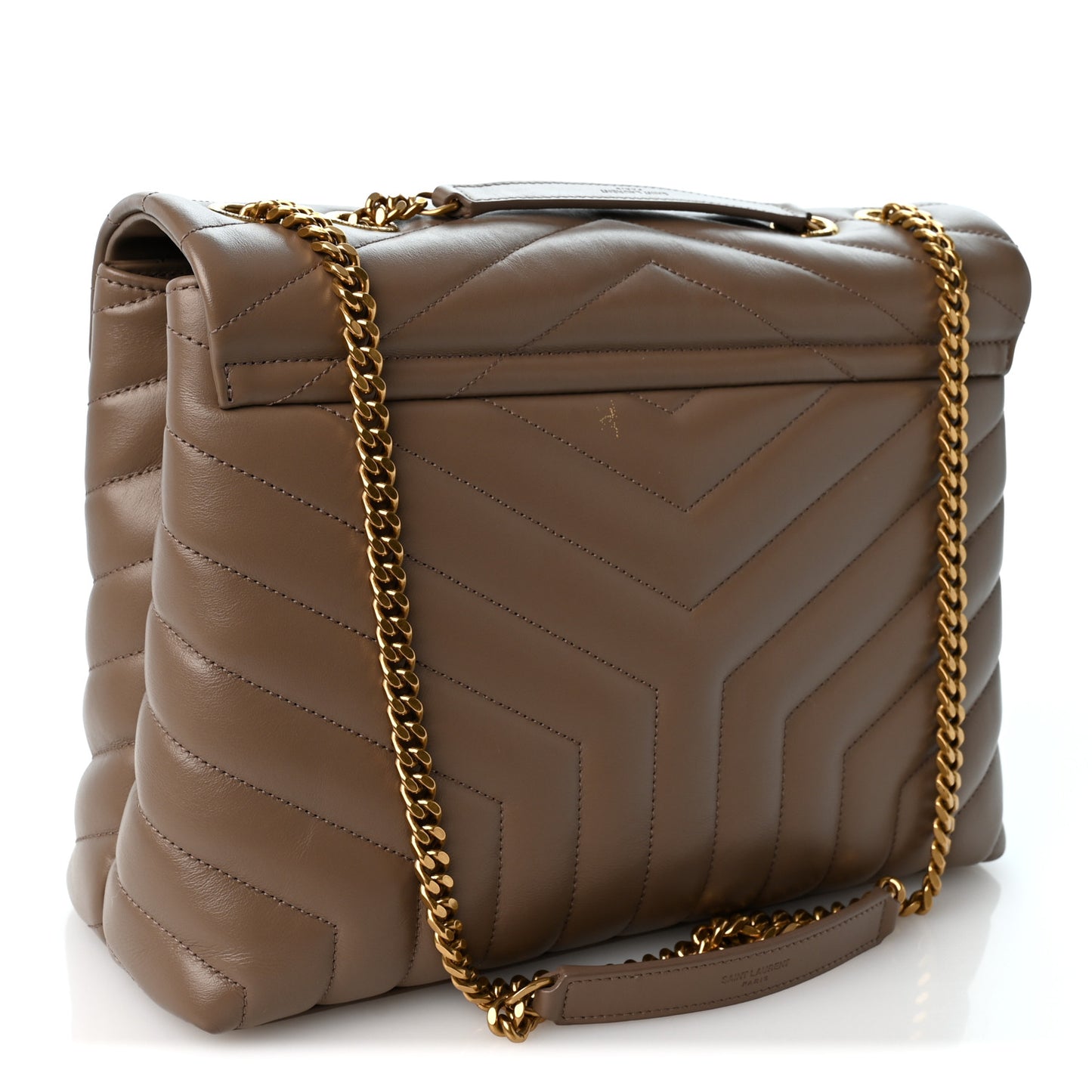 Calfskin Y Quilted Monogram Medium Loulou Chain Satchel Dark Beige