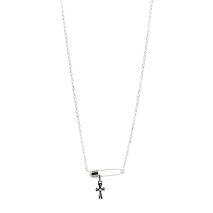 Chrome Hearts Sterling Silver Safety Pin Baby Fat Cross Pendant Necklace 1 of 6