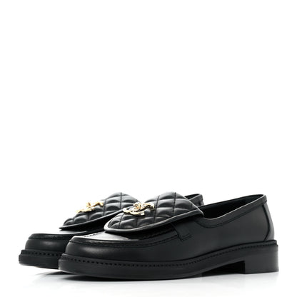 Chanel Lambskin Quilted CC Turnlock Loafers 38 Black 3 of 9