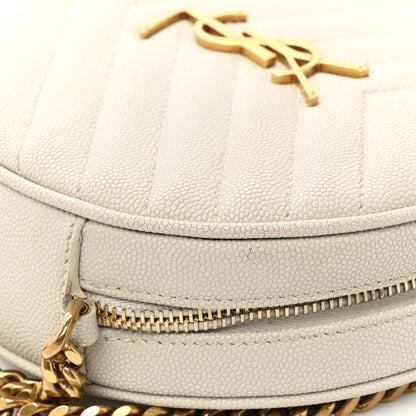 Saint Laurent Grain De Poudre Matelasse Chevron Quilted Round Vinyle Camera Bag Crema Soft 15 of 15