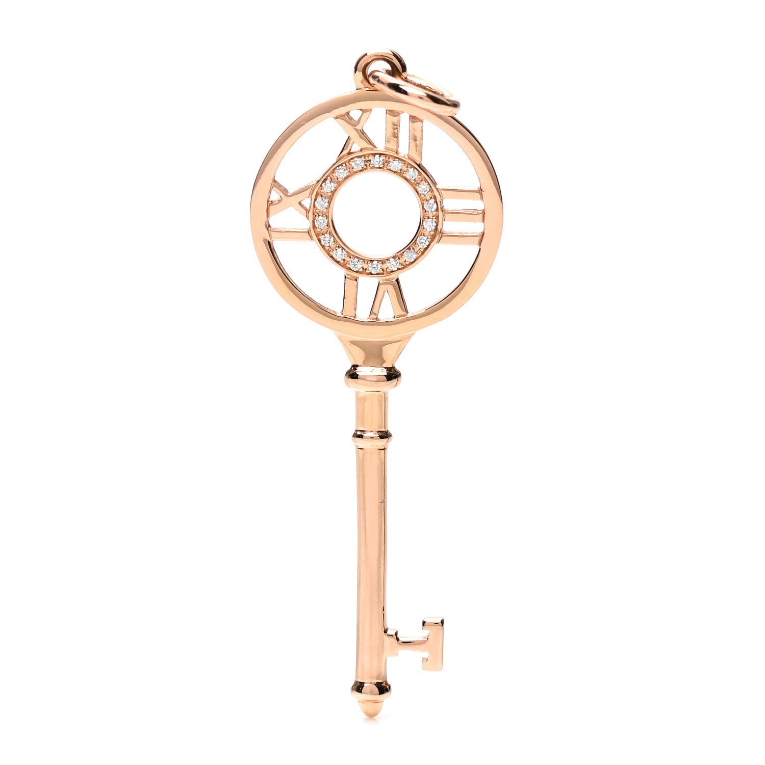 Tiffany 18K Rose Gold Diamond Atlas Key Pendant 1 of 3