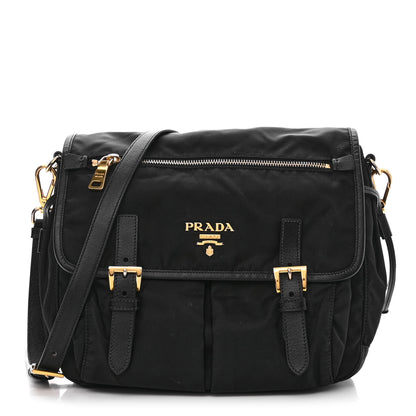 Prada Tessuto Nylon Saffiano Messenger Bag Black 1 of 15