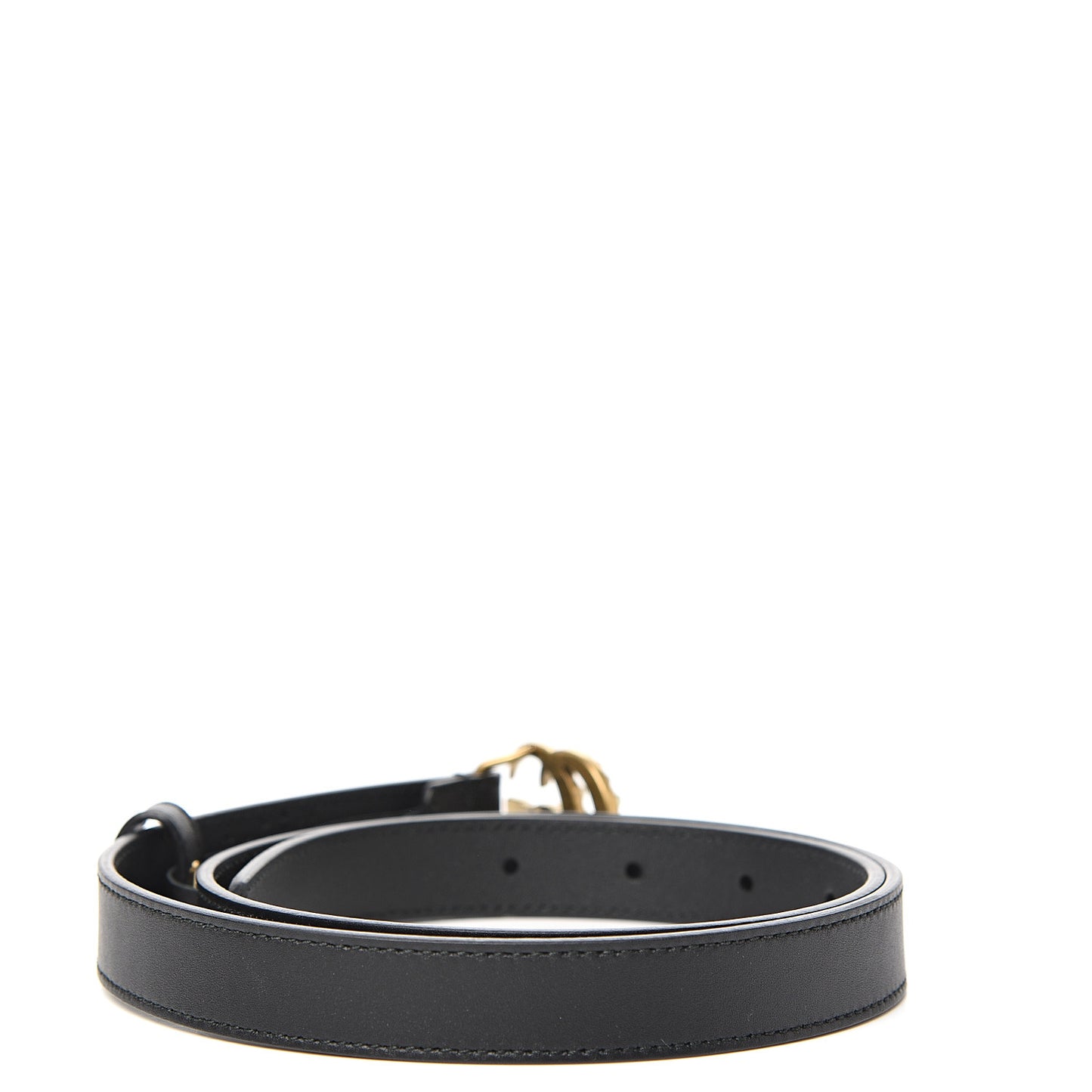 Moon Calfskin Pearl Double G 20mm Belt 80 32 Black Cream
