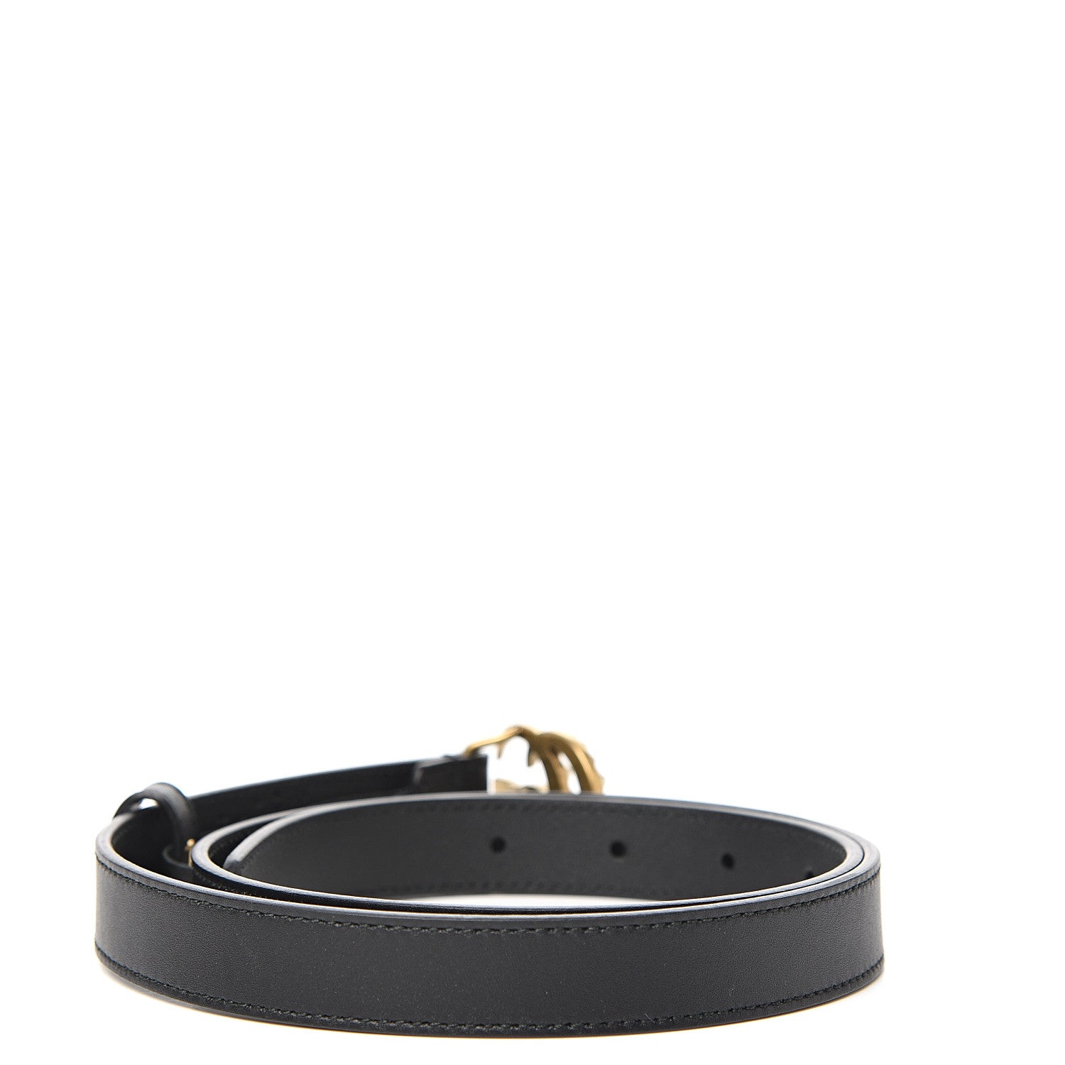 Gucci Moon Calfskin Pearl Double G 20mm Belt 80 32 Black Cream 2 of 6