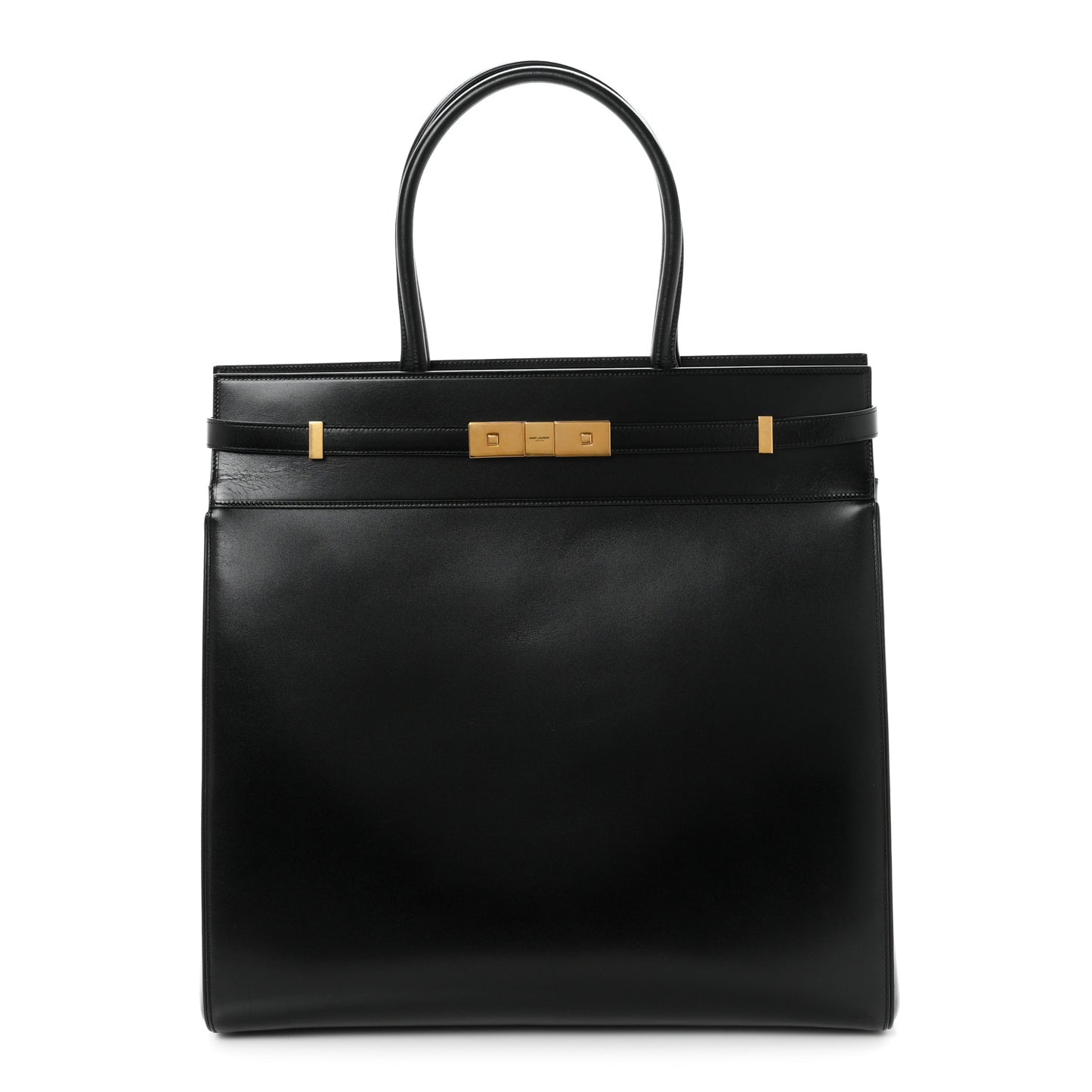 Smooth Calfskin Manhattan North South Shopper Tote Black