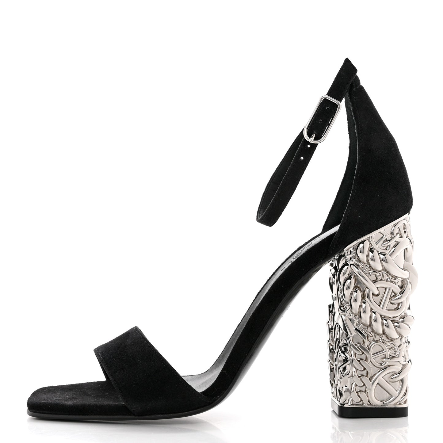 Suede Goatskin Glam 105 Sandals 38.5 Black