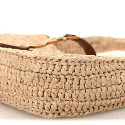 Saint Laurent Raffia Calfskin Le 5 A 7 Mini Hobo Natural Brick 10 of 11