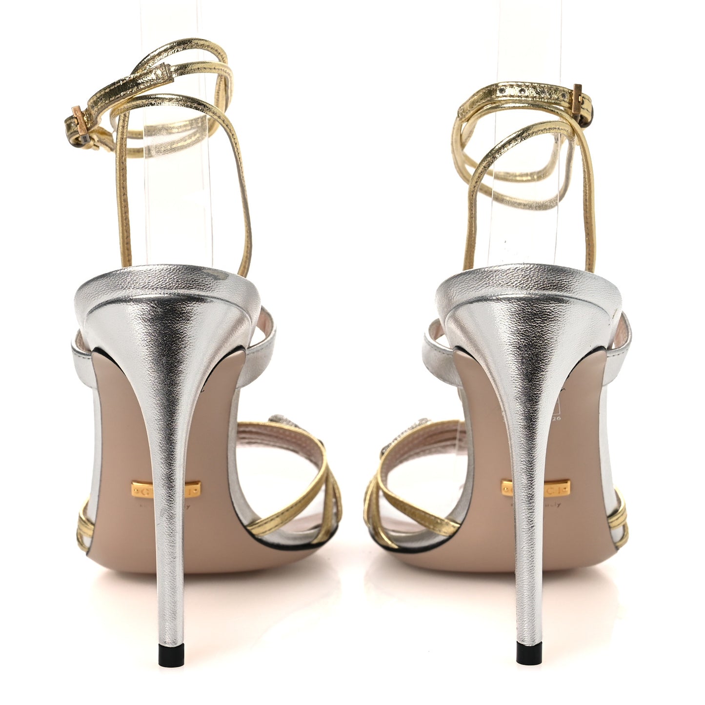Malaga Kid Crystal Strappy Horsebit Sandals 37 Platino Silver