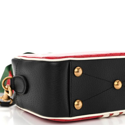 Gucci X ADIDAS Crystal Vintage Monogram Textured Dollar Calfskin Web Trefoil Logo Small Messenger Bag Hibiscus Red Off White Black 8 of 9