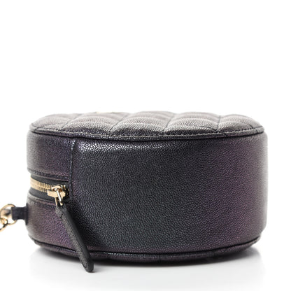 Chanel Iridescent Caviar Quilted Round Clutch With Chain Black 4 of 11